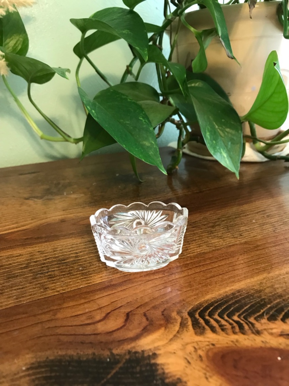 Clear Pressed Glass Trinket Dish